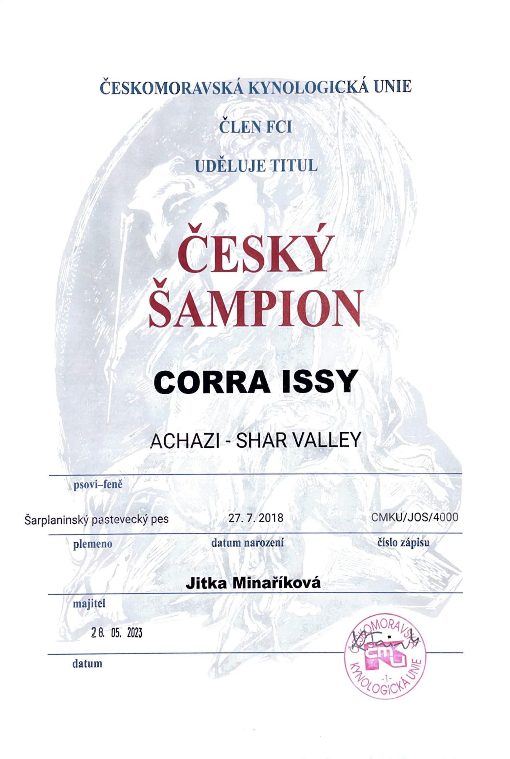 od Sázavských peřejí - Corra český šampion